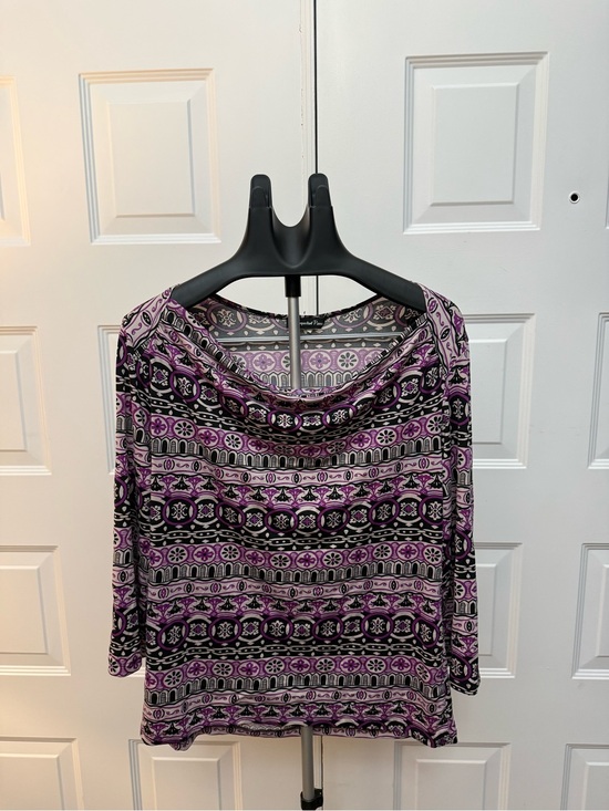 very important pieces Tops - Women’s Purple Patterned Cowl Neck Top